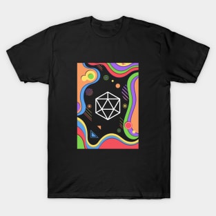 Colorful Vintage D20 Dice Tabletop RPG Addict T-Shirt